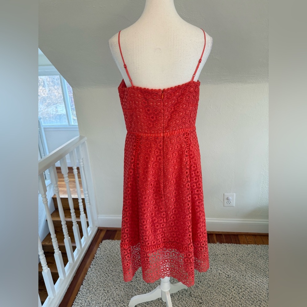 J. Crew Coral Eyelet Midi Dress with Spaghetti Straps - Picture 4 of 10